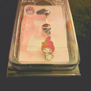 Brand New My Melody Dangle Belly Button Ring - Pink & Silver Character Charm 14G